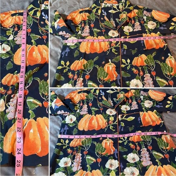 THEIR NIBS Fall Thanksgiving Pumpkin Patch Dreams Pajama Short Set Navy M NWT - Picture 12 of 12